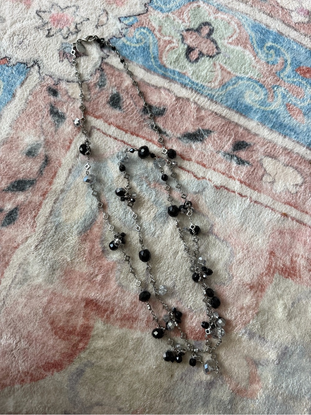 Elegant Black and Silver Multi-Strand Beaded Necklace